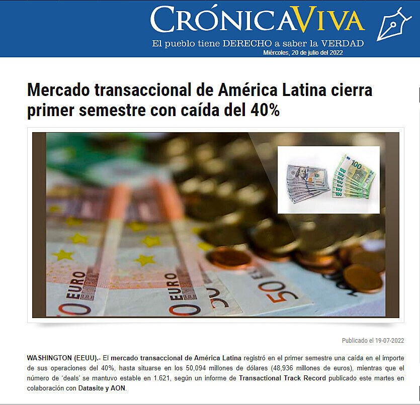 Mercado transaccional de Amrica Latina cierra primer semestre con cada del 40%